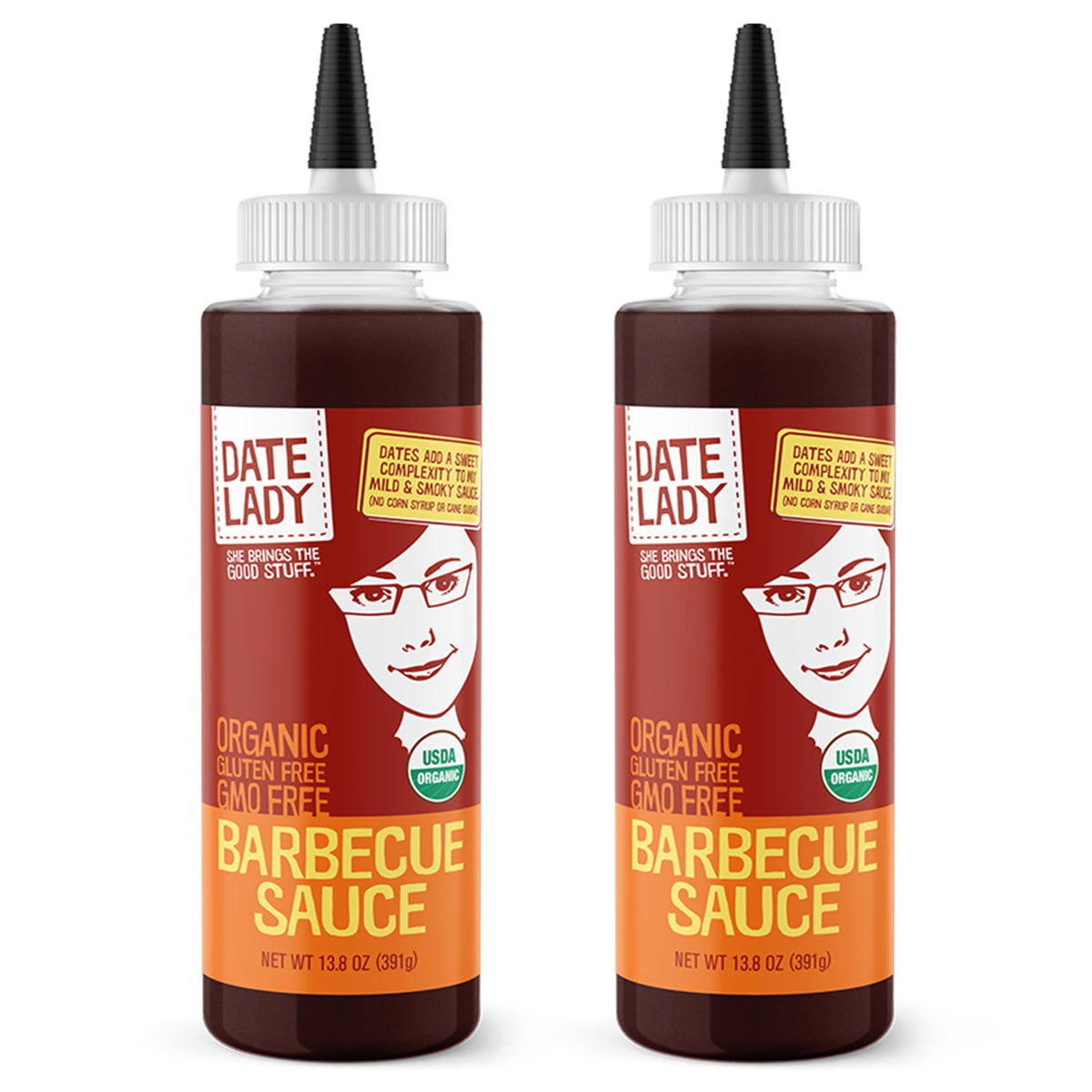 Date Lady BBQ Sauce | Organic, Gluten Free & Vegan, Dates-Sweetened | 2-Pack