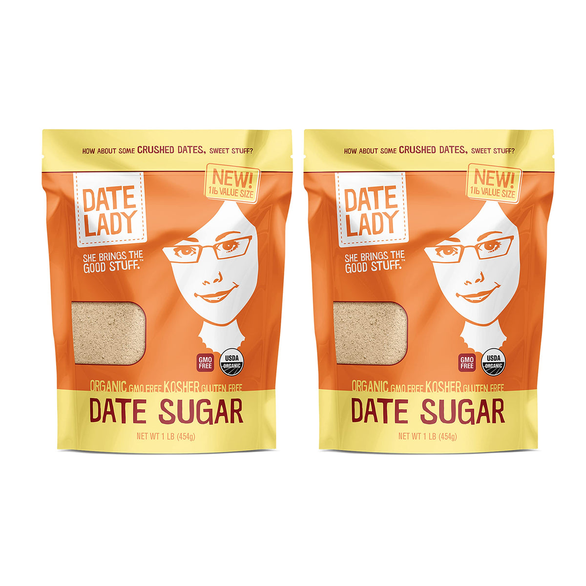Date Lady Date Sugar – Organic 1 lb Whole Food Sweetener for Baking (2 Bags) | Vegan, Paleo, Gluten‑Free & Kosher