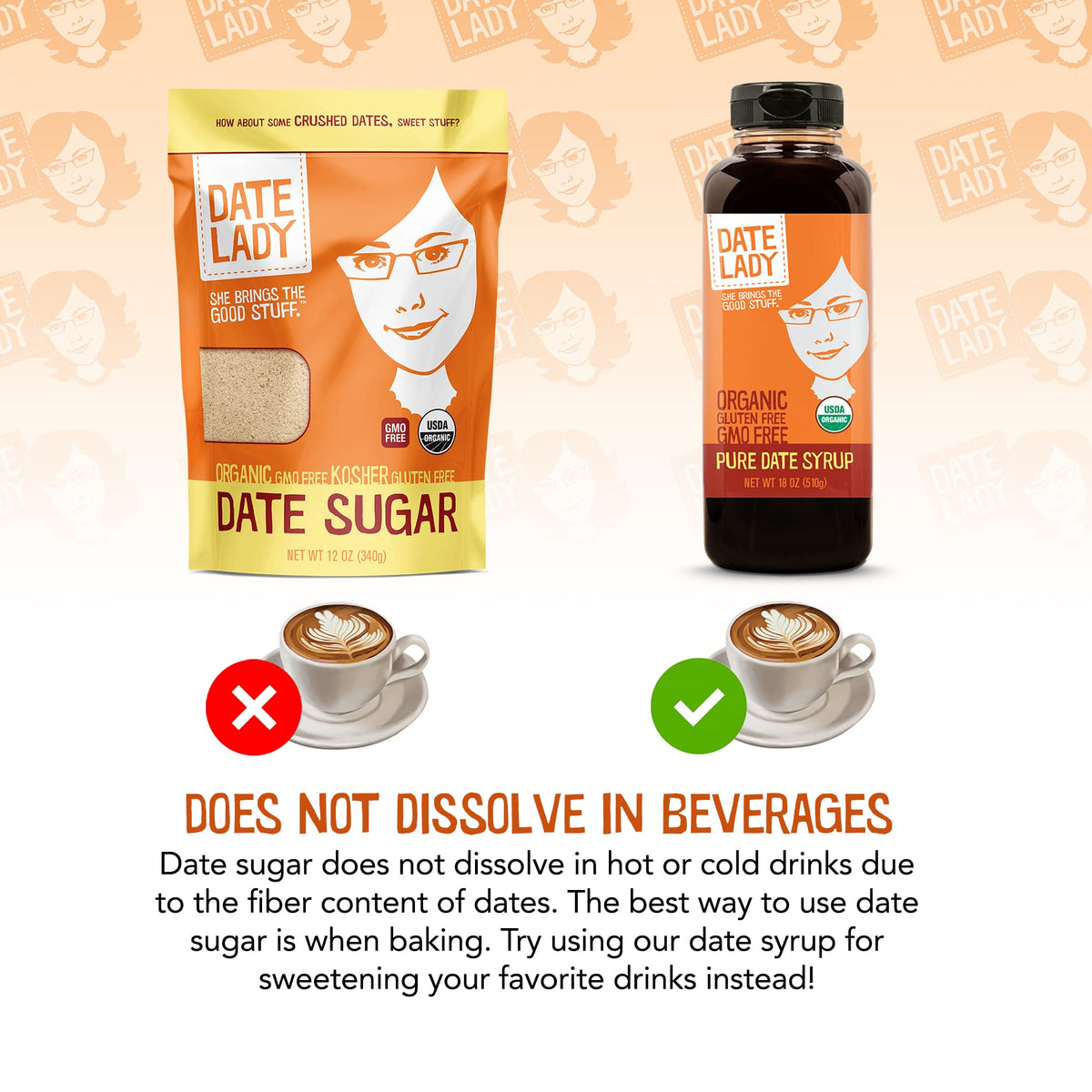 Date Lady Date Sugar – Organic 1 lb Whole Food Sweetener for Baking (2 Bags) | Vegan, Paleo, Gluten‑Free & Kosher
