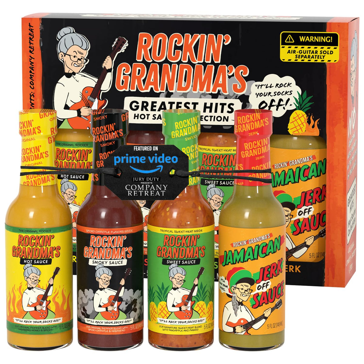 Rockin' Grandma's Sauce Variety Pack by Dave's Gourmet — 4 × 5 fl oz Bottles (Original, Smoky, Jamaican Jerk, Sweet) – As Seen on Jury Duty: Company Retreat