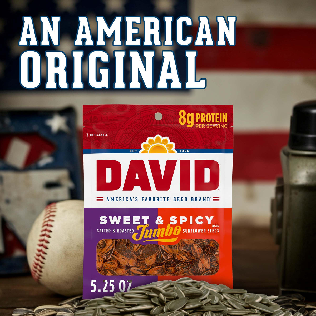David Roasted & Salted Sweet & Spicy Jumbo Sunflower Seeds | Keto Friendly 12 Pack