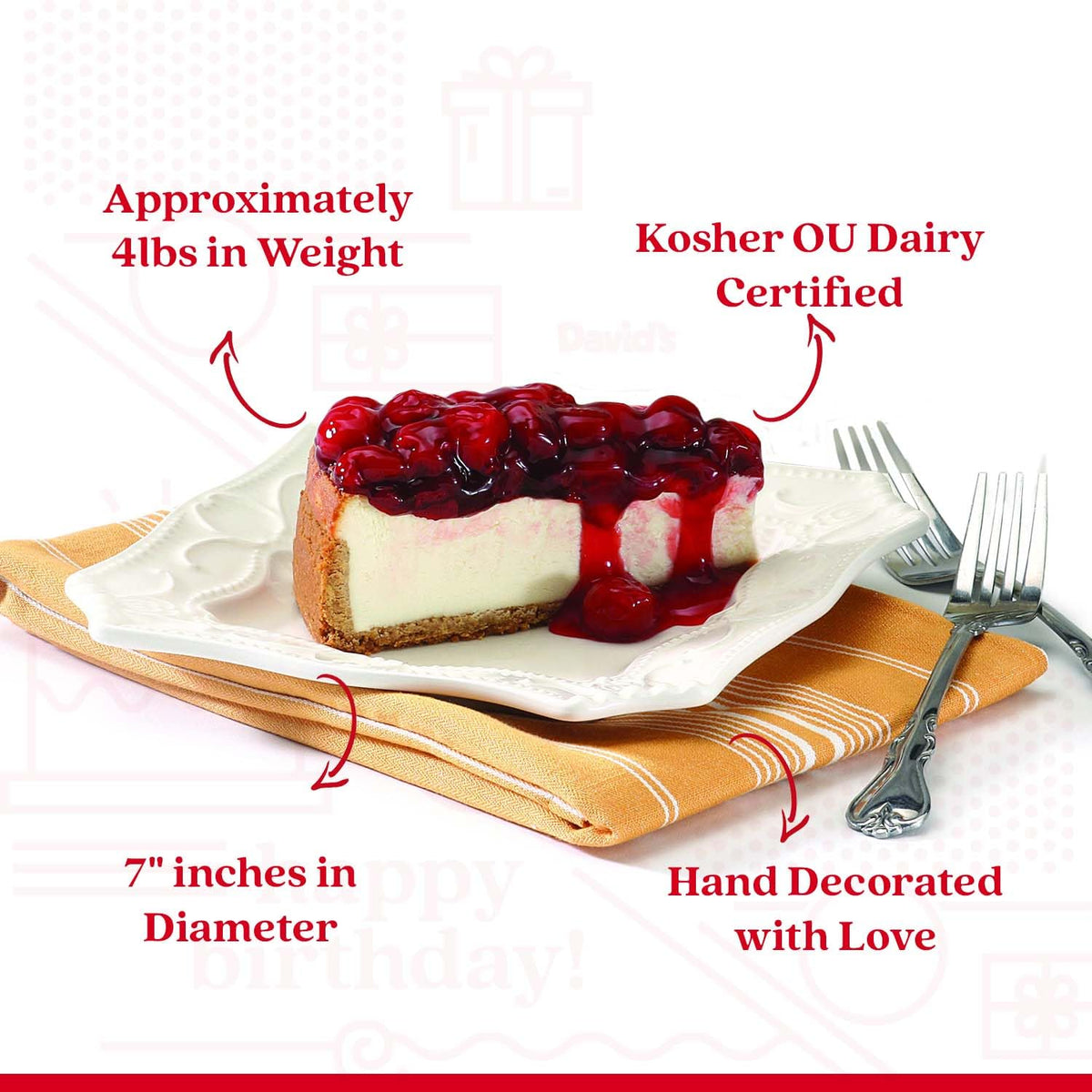 David's Cookies Cheesecakes – Strawberry 10-inch, 14 Slices