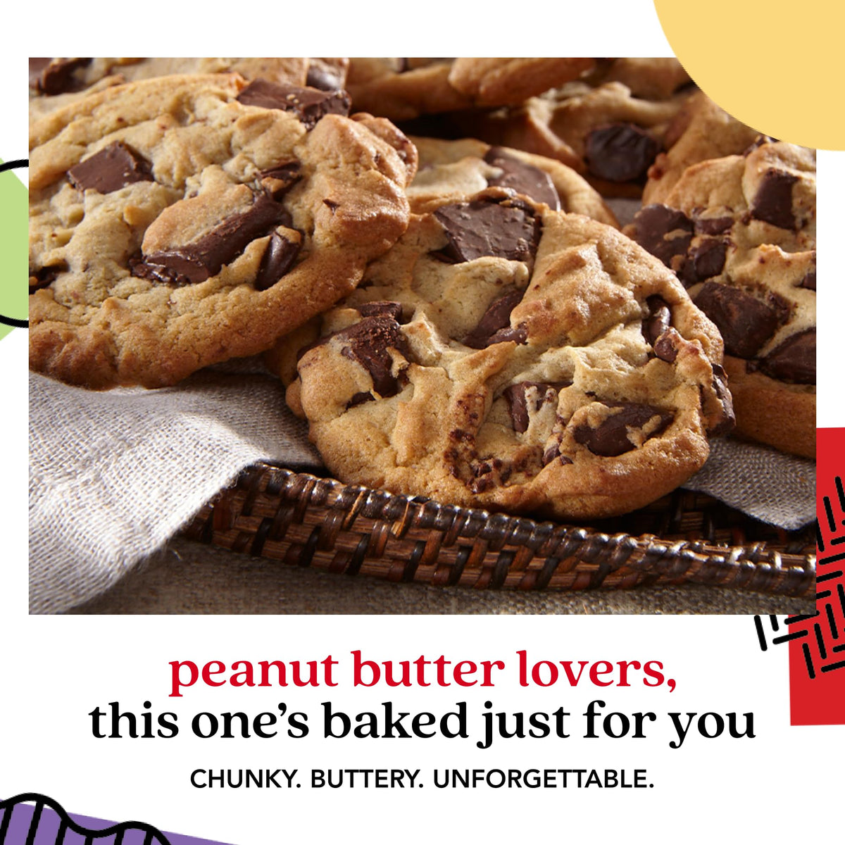 David's Cookies Peanut Butter Chunk Gift Tin – All-Natural, No Preservatives (2 lb, 8 Cookies)