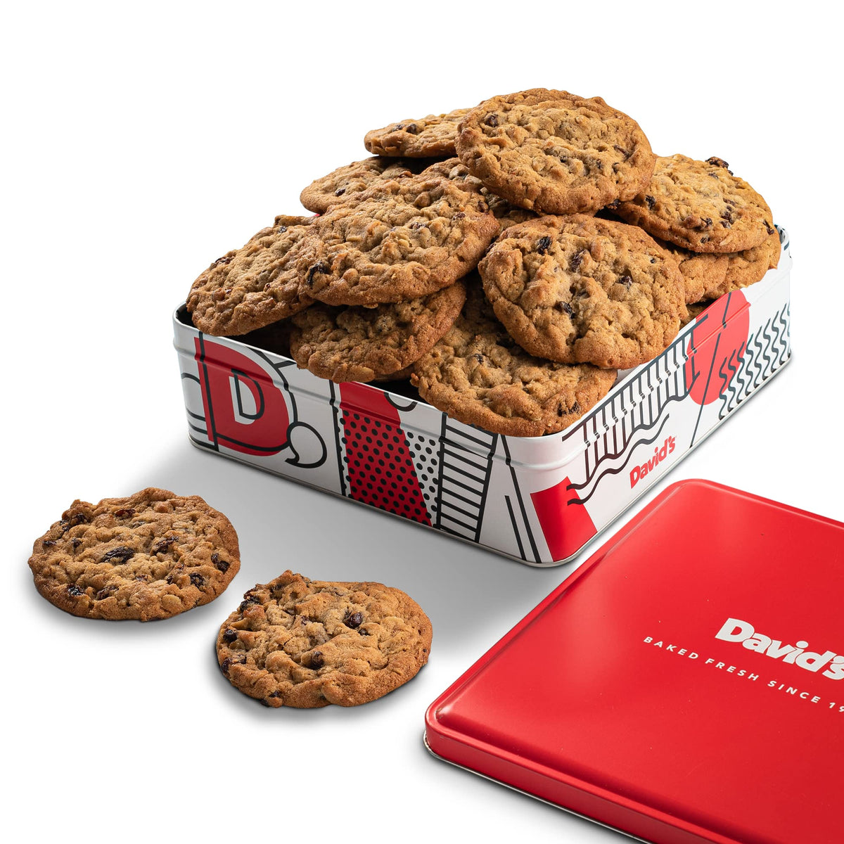 David's Cookies 1lb Oatmeal Raisin - Freshly Baked, Premium Ingredients, No Added Preservatives Gift Tin