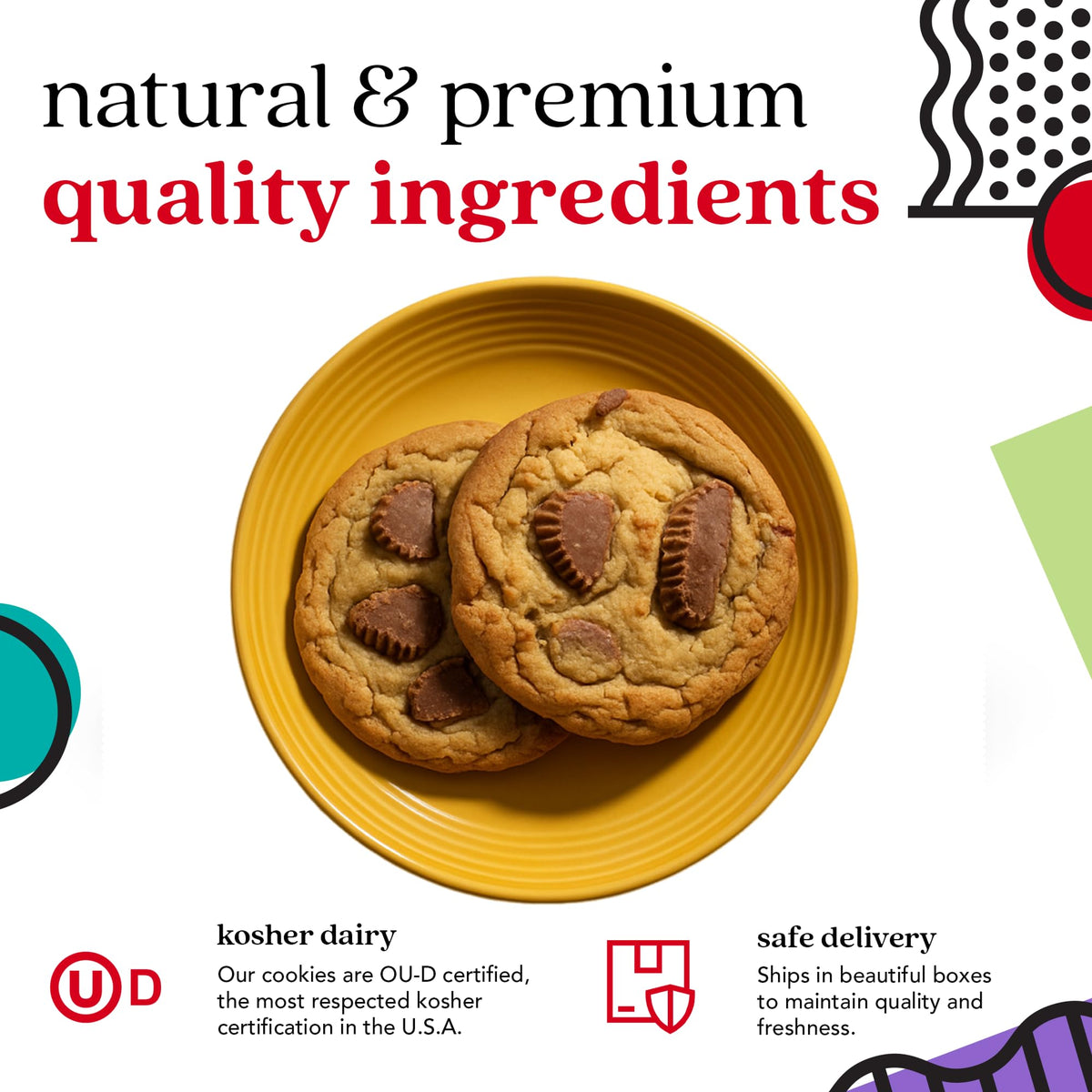 David's Cookies Peanut Butter Chunk Gift Tin – All-Natural, No Preservatives (2 lb, 8 Cookies)