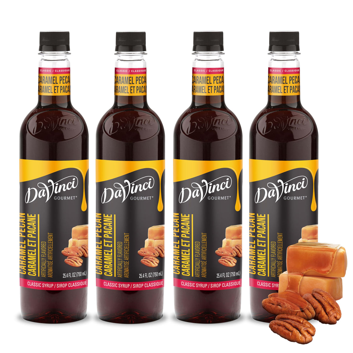 DaVinci Gourmet Classic Caramel Pecan Syrup – 25.4 fl oz (Pack of 4) | Rich Flavor for Hot & Cold Drinks