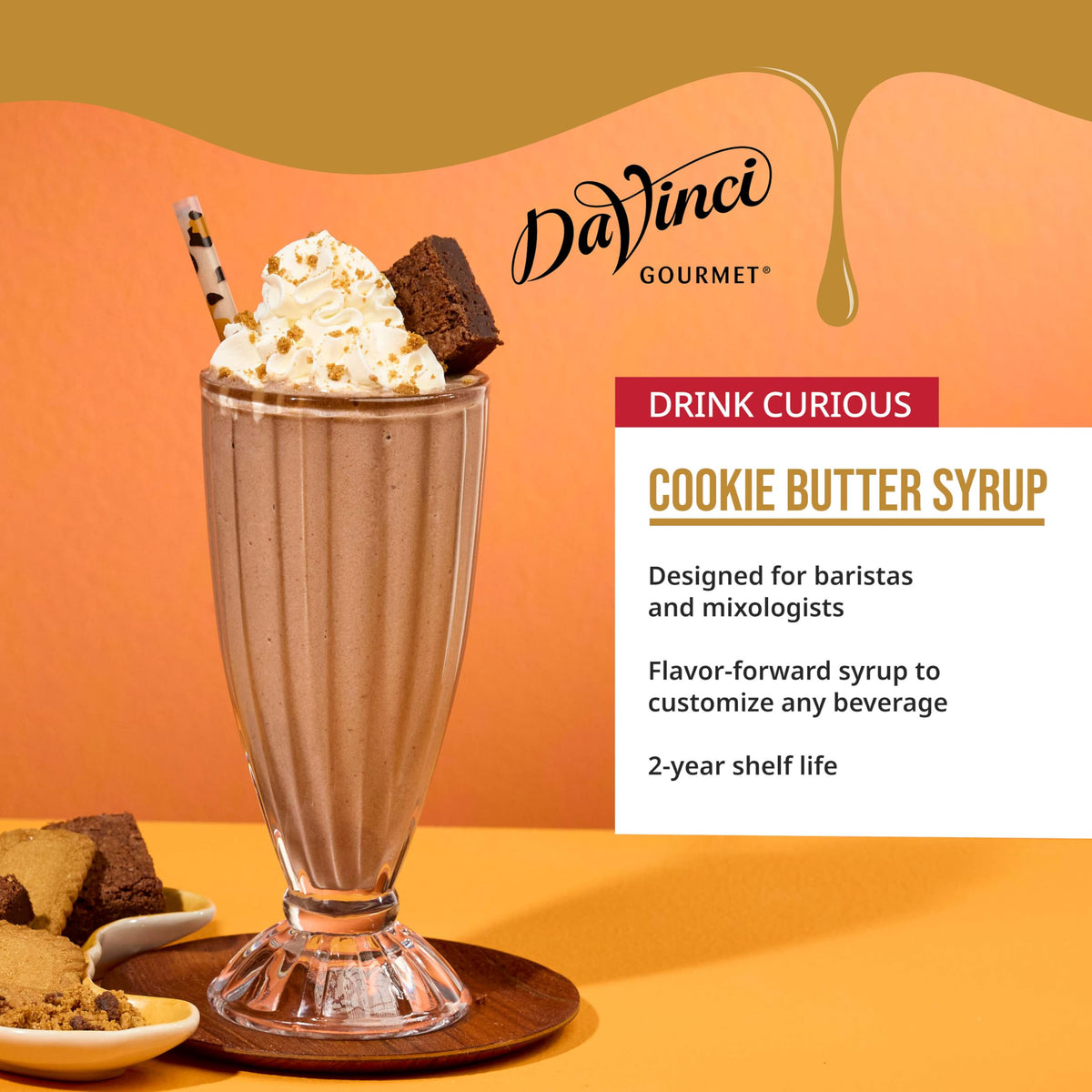 DaVinci Gourmet Cookie Butter Syrup – 25.4 oz x 4 | Warm Speculoos Flavor for Coffee & Desserts