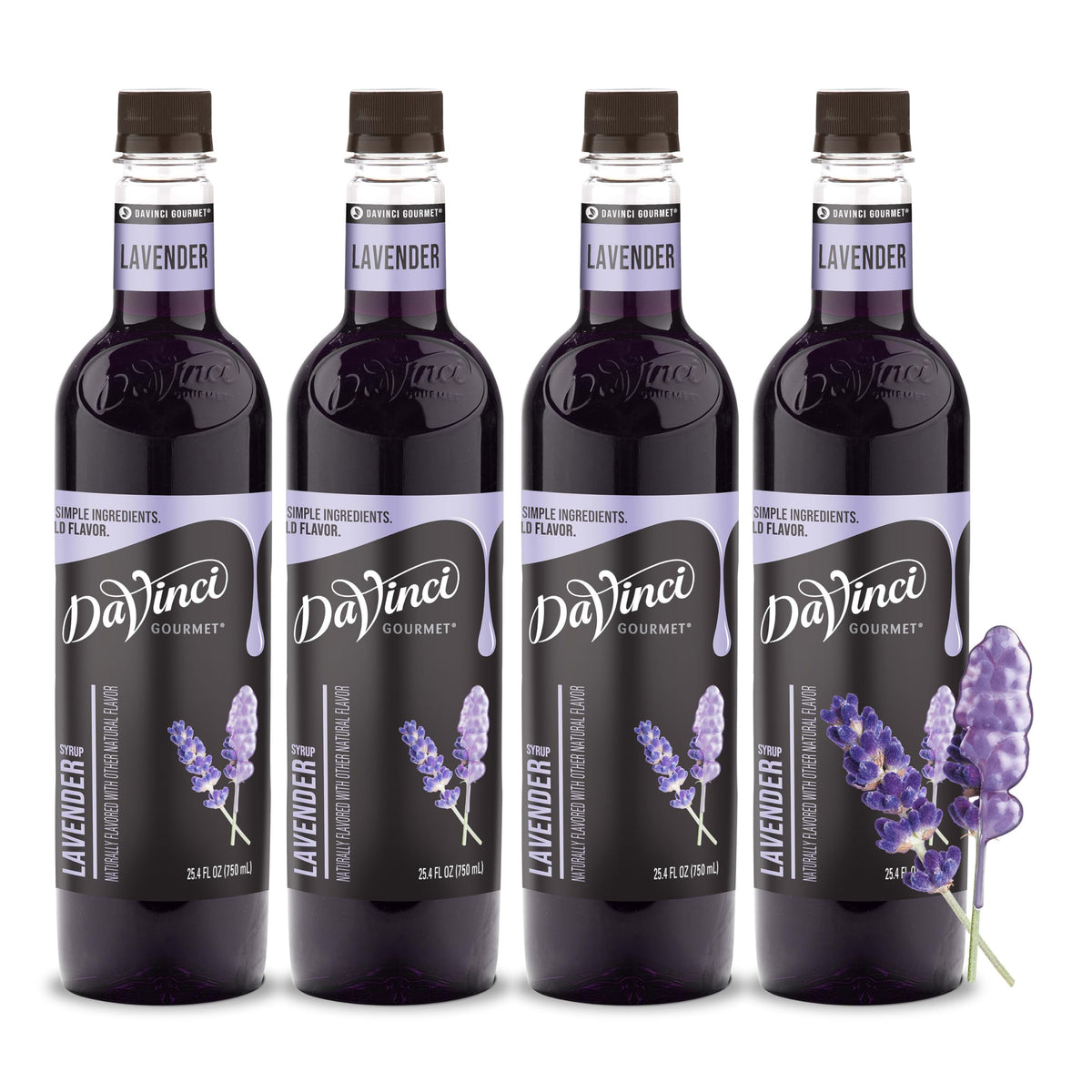 DaVinci Gourmet Lavender Syrup — Pack of 4, 25.4 fl oz each | Premium Floral Syrup for Coffee, Lemonade & Tea