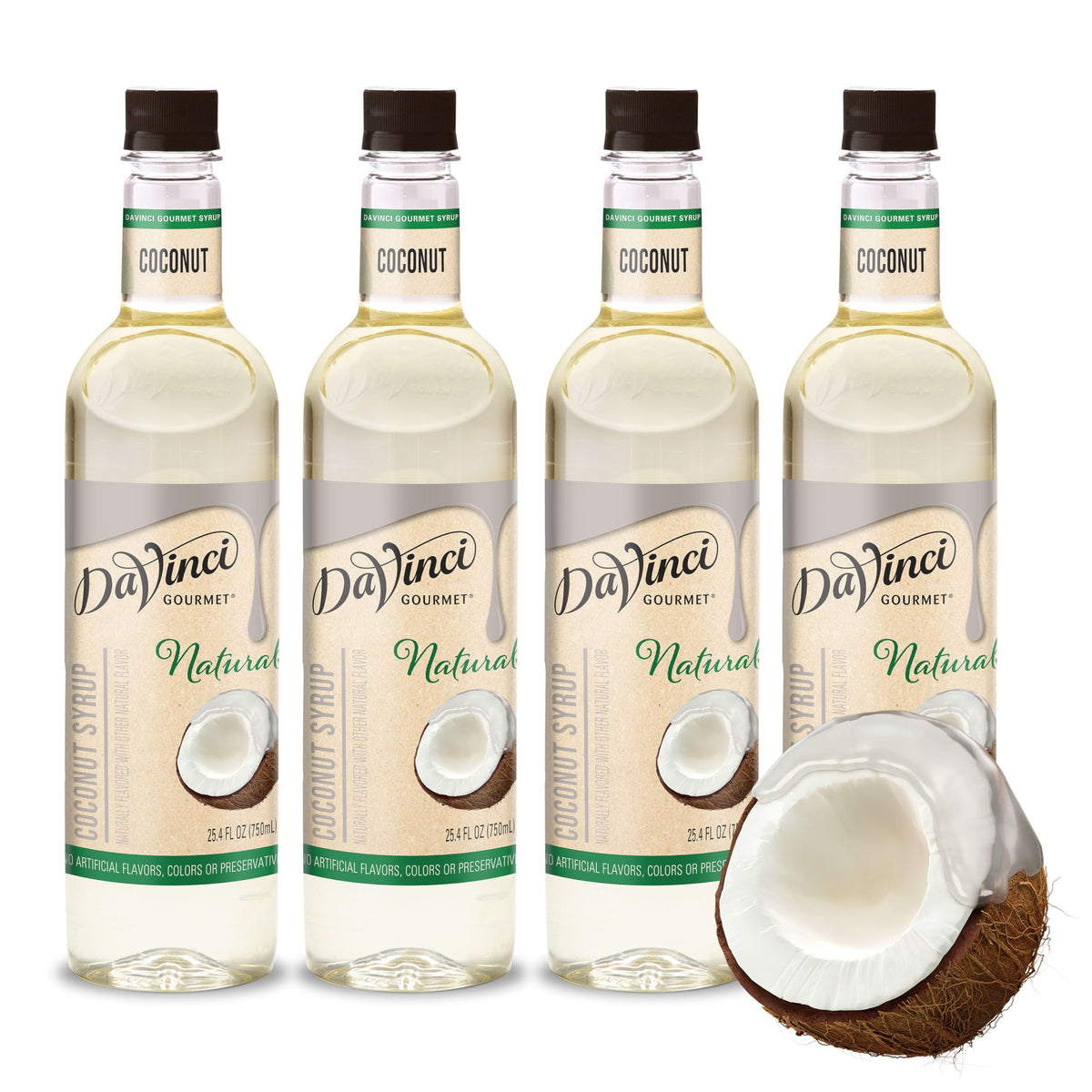 DaVinci Gourmet Naturals Coconut Syrup, 25.4 fl oz (Pack of 4)