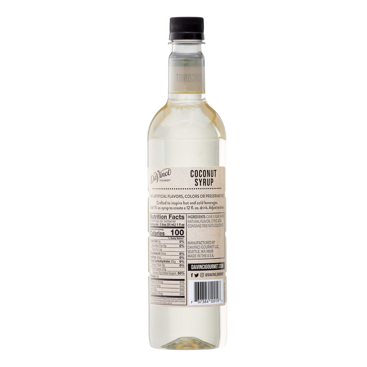 DaVinci Gourmet Naturals Coconut Syrup, 25.4 fl oz (Pack of 4)