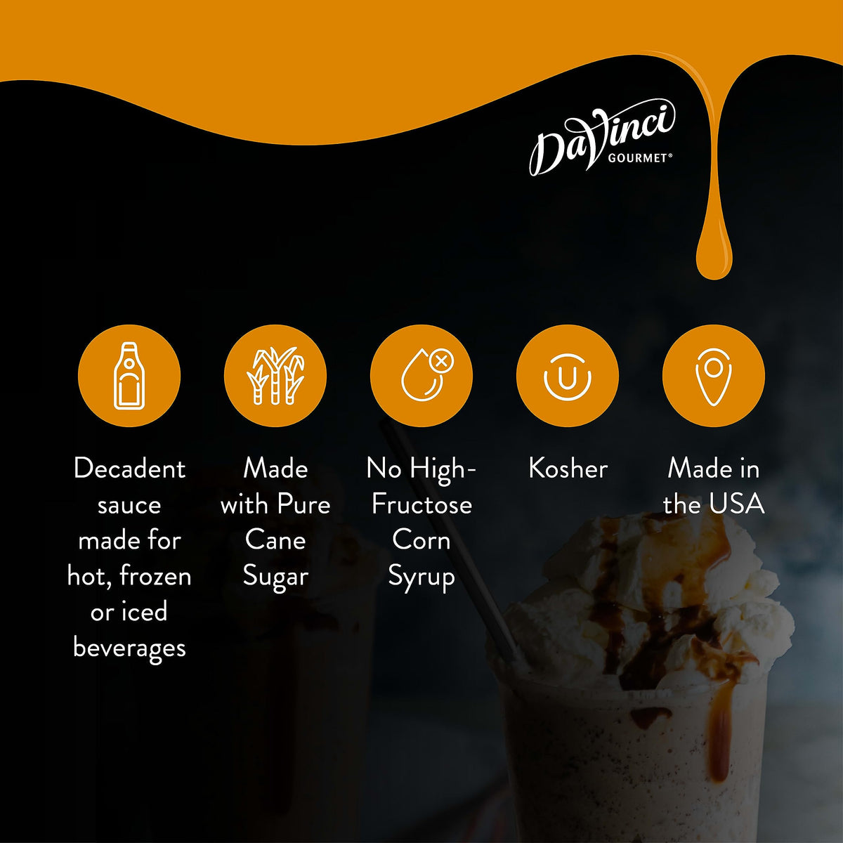 DaVinci Gourmet Sugar Free Caramel Sauce, 64 fl oz — Creamy, Salted Caramel for Beverages & Desserts
