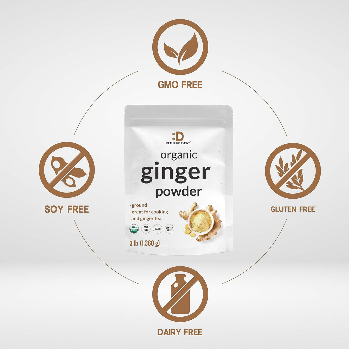 DEAL SUPPLEMENT Organic Fresh Ginger Powder, 3lbs – Finely Ground, Non-GMO, Indian Origin