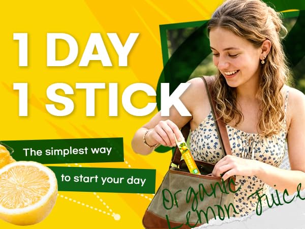 Dear Recipe 30 Sticks Organic Lemon Juice – 20g Each | NFC Cold-Pressed, Italian Lemons, Product of Korea, Non-GMO, No Sugar Added