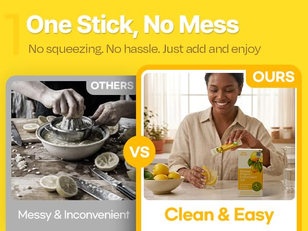 Dear Recipe 30 Sticks Organic Lemon Juice – 20g Each | NFC Cold-Pressed, Italian Lemons, Product of Korea, Non-GMO, No Sugar Added