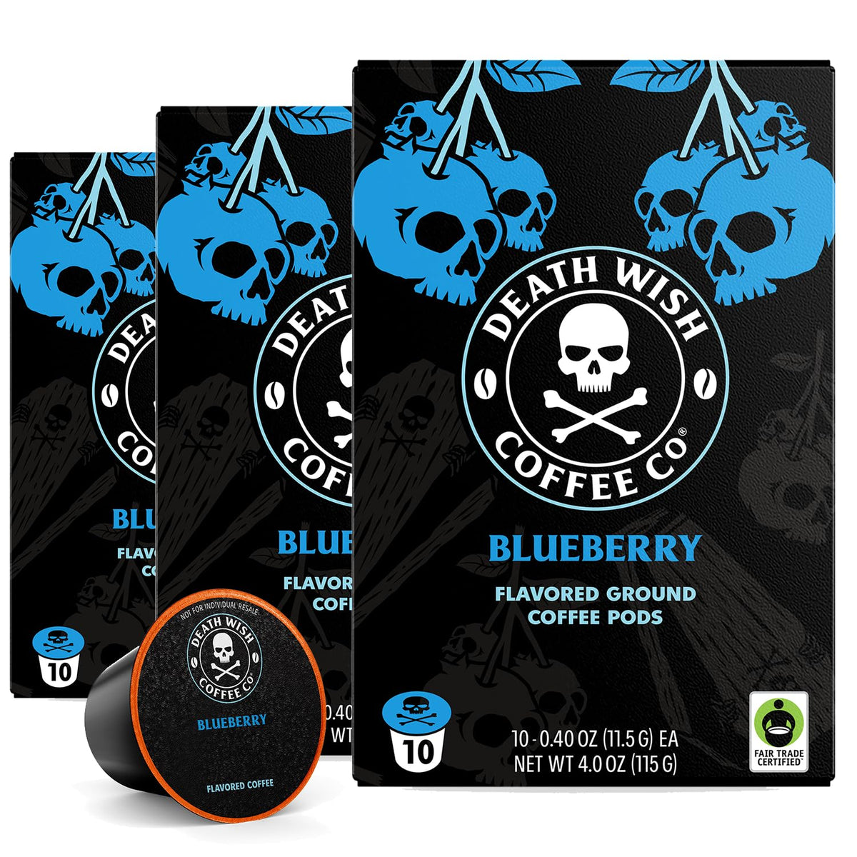 Death Wish Coffee Blueberry Pods – Blue and Buried, Fair Trade, 30 Count