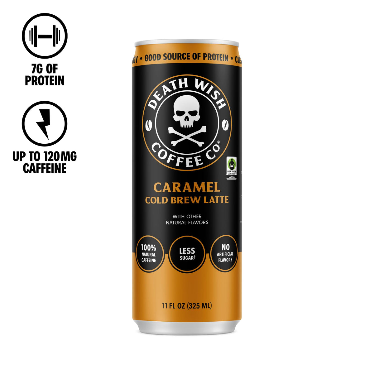 Death Wish Coffee Caramel Cold Brew Latte – 11 oz Can (Colombian, Fair Trade)