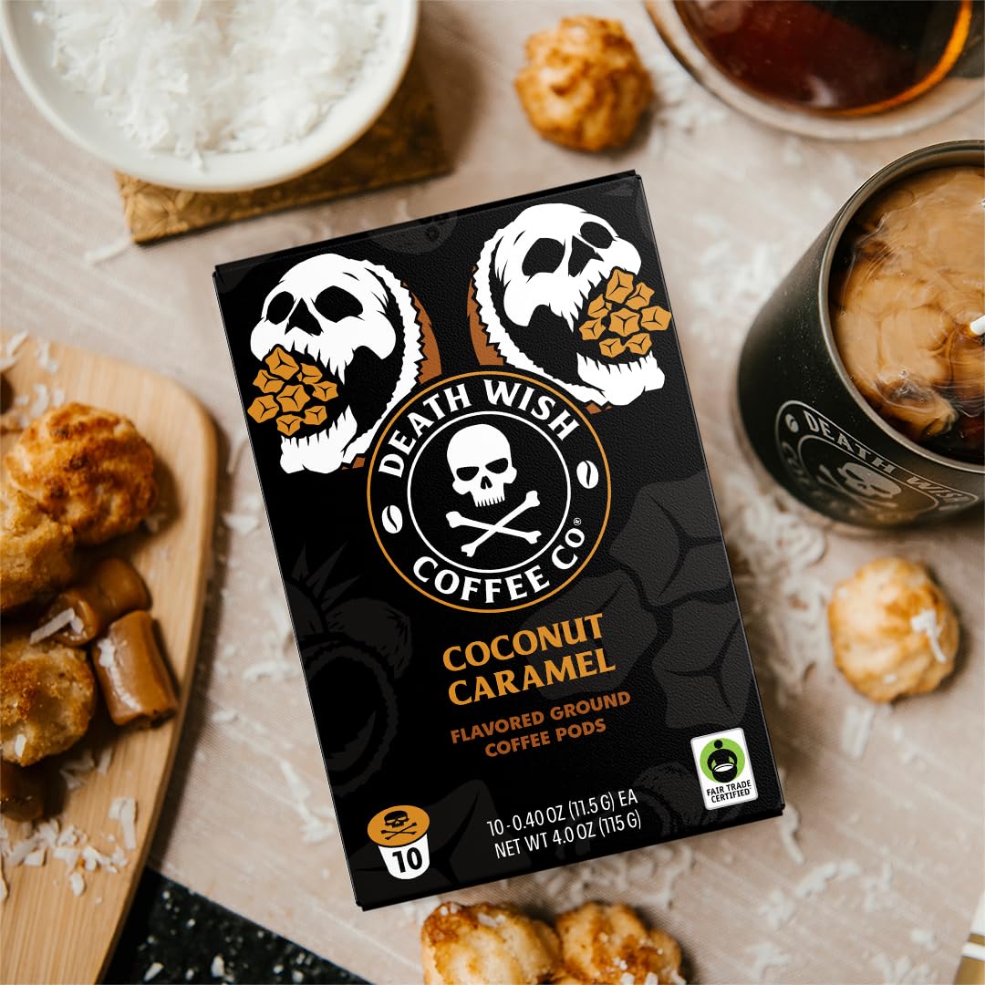 Death Wish Coffee Coconut Caramel Pods – 30 Count | Bold, Fair Trade Flavor