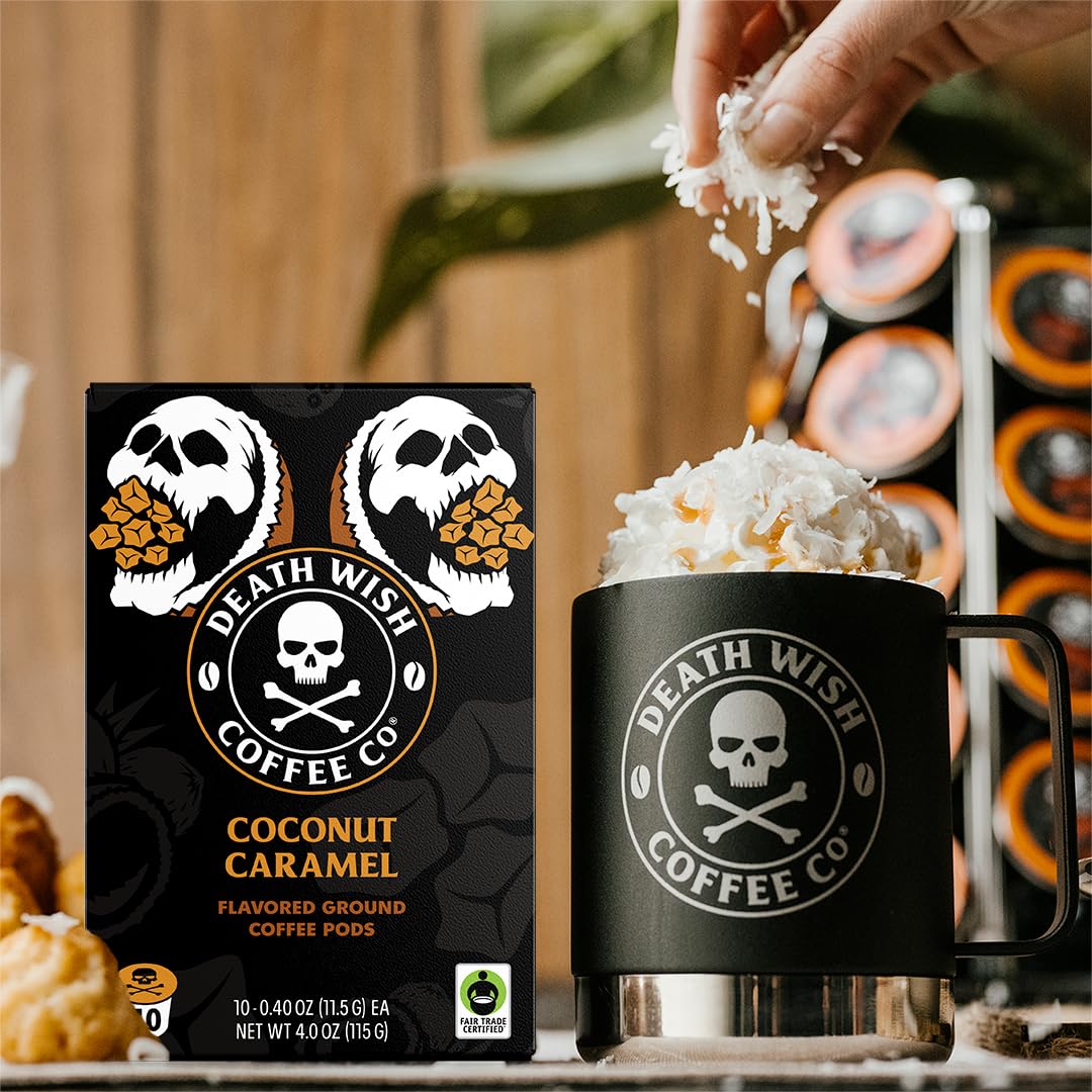 Death Wish Coffee Coconut Caramel Pods – 30 Count | Bold, Fair Trade Flavor