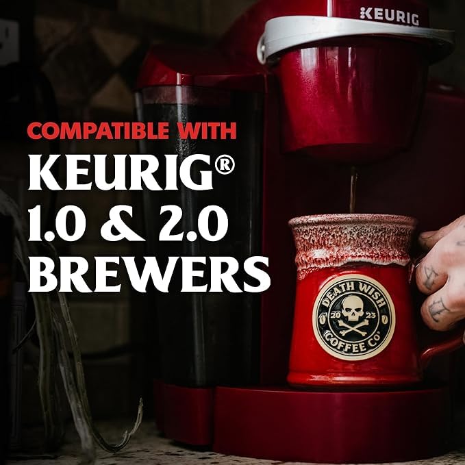 Death Wish Coffee Espresso Roast Pods (30 Count) – Bold, Organic, Fair Trade & Keurig Compatible