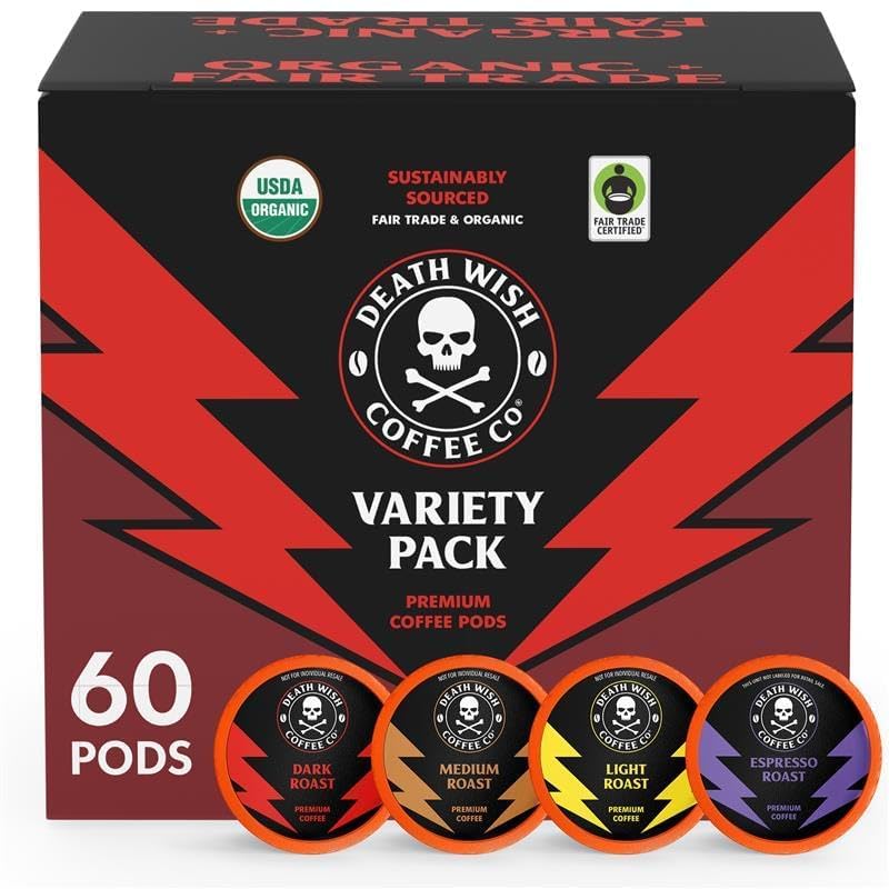 Death Wish Coffee – Mixed Roast Single-Serve Pods Variety Pack (60 Count)