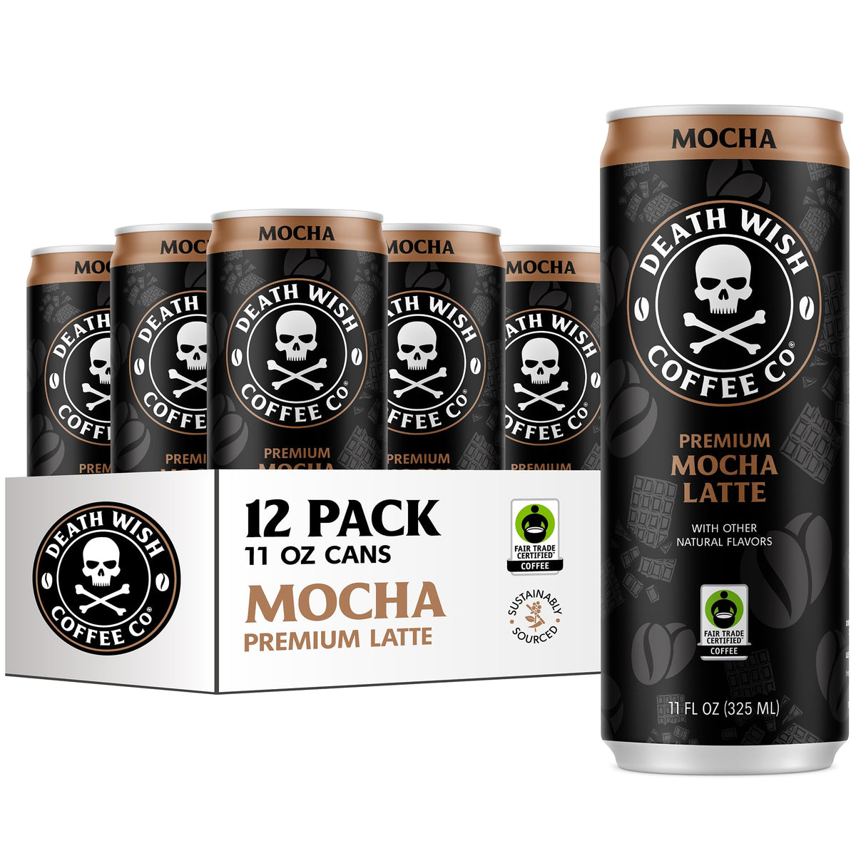 Death Wish Coffee Mocha Latte Iced Cold Brew — 8g Protein, Fair Trade