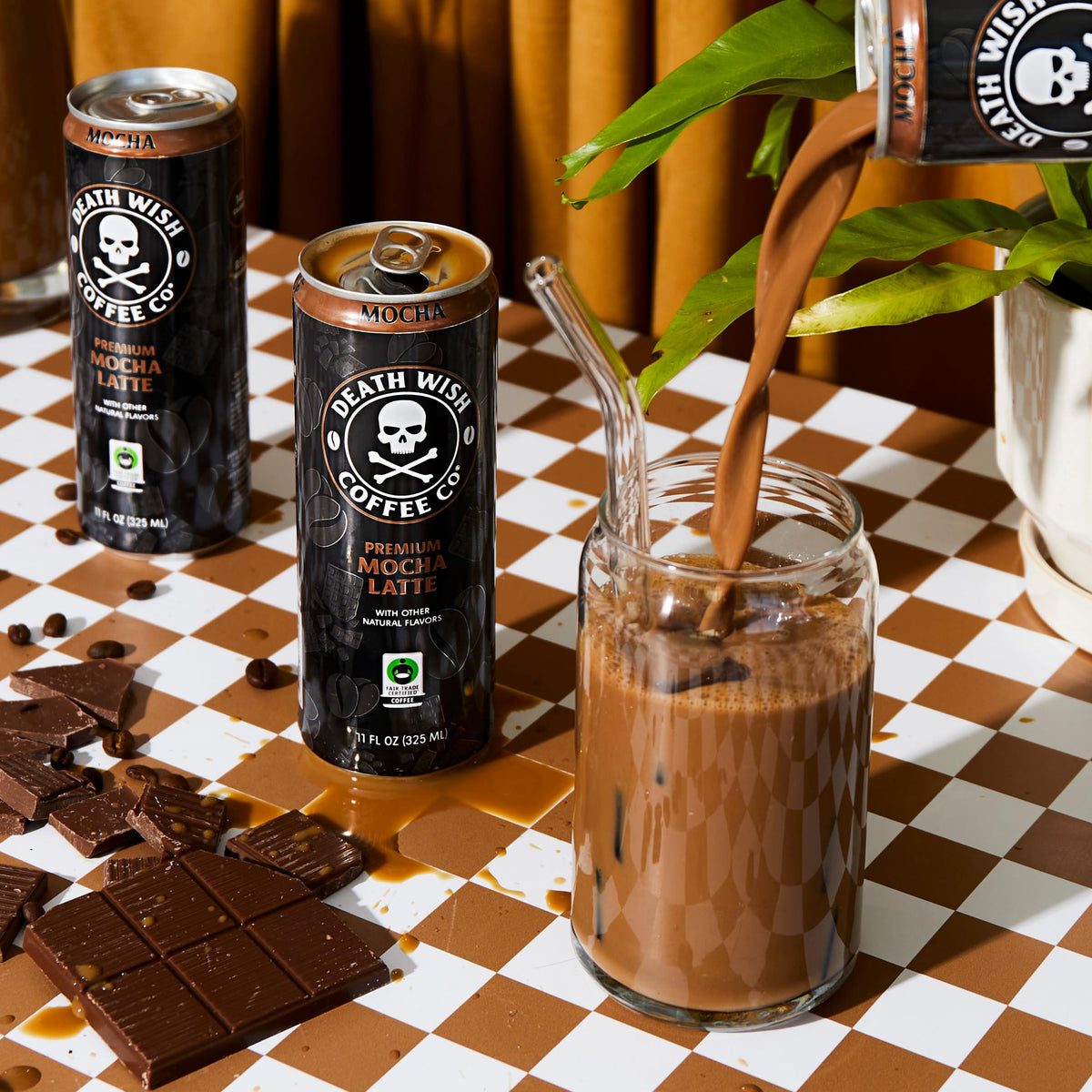 Death Wish Coffee Mocha Latte Iced Cold Brew — 8g Protein, Fair Trade