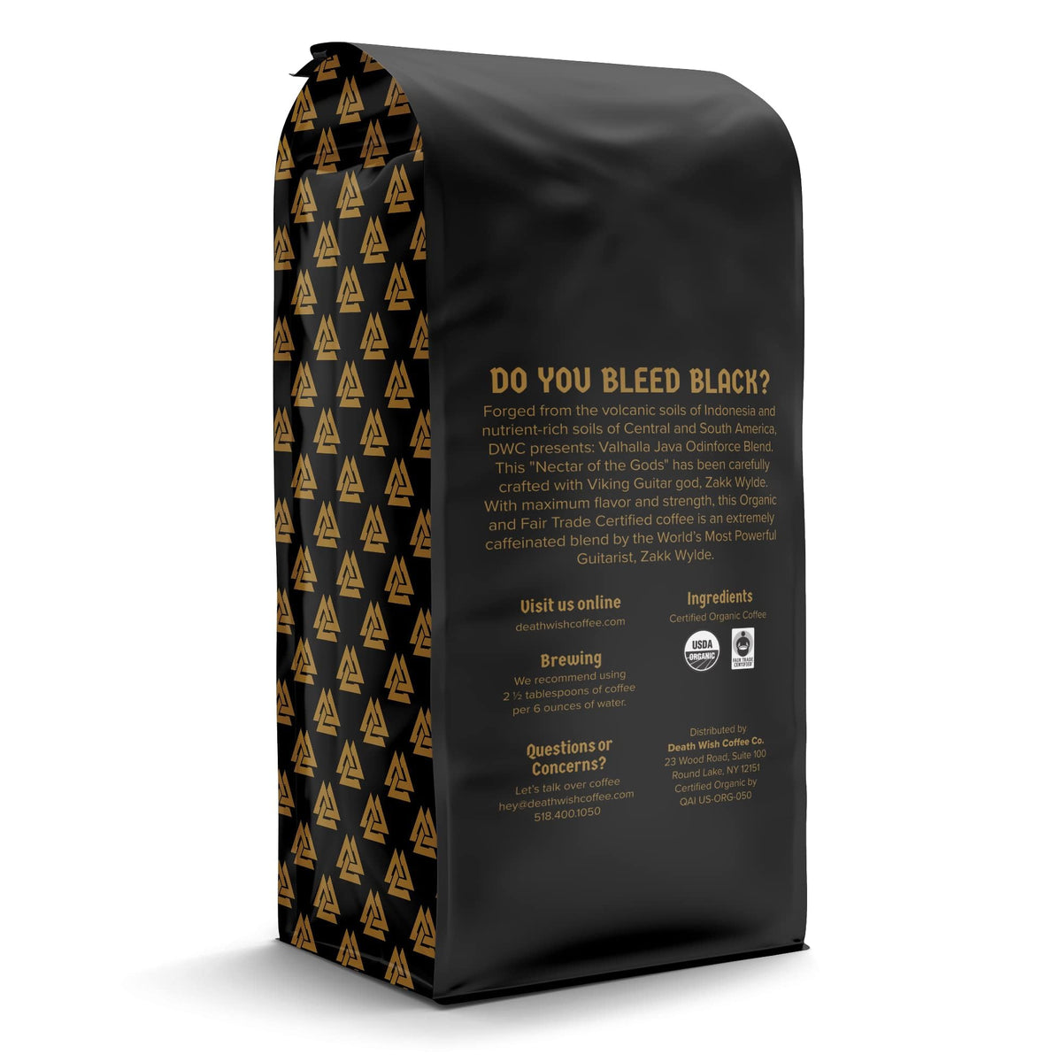 Death Wish Coffee Valhalla Java Odinforce Blend – Ground Dark Roast, Arabica & Robusta, 2x12oz