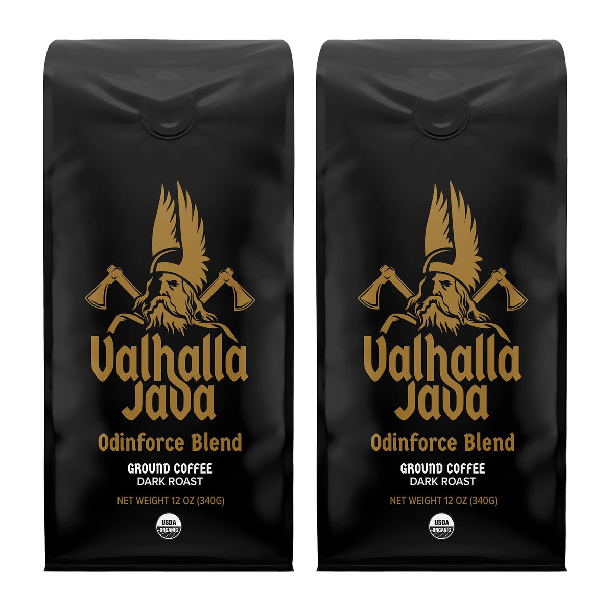 Death Wish Coffee Valhalla Java Odinforce Blend – Ground Dark Roast, Arabica & Robusta, 2x12oz