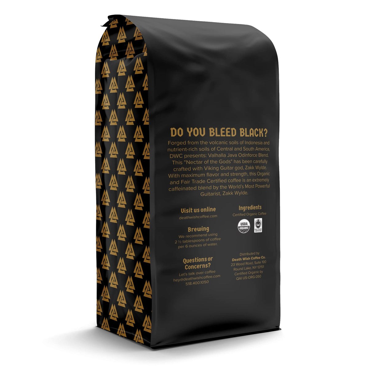 Death Wish Coffee Valhalla Java Odinforce Blend – Whole Bean Dark Roast, Extra Caffeine, 12 oz Pack of 2