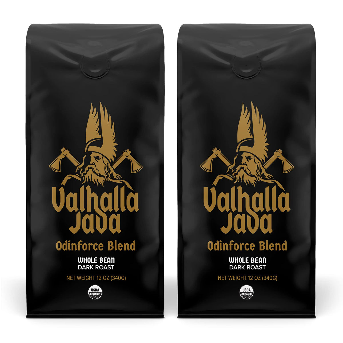 Death Wish Coffee Valhalla Java Odinforce Blend – Whole Bean Dark Roast, Extra Caffeine, 12 oz Pack of 2