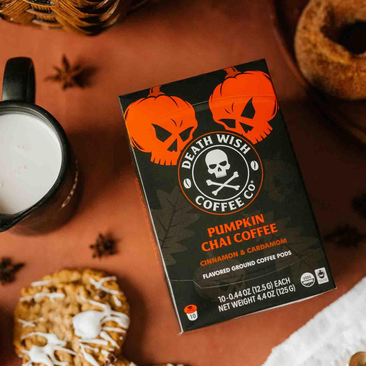 Death Wish Coffee Pumpkin Chai Pods – 30 Count, Keurig Compatible, Fair Trade, Bold Fall Flavor