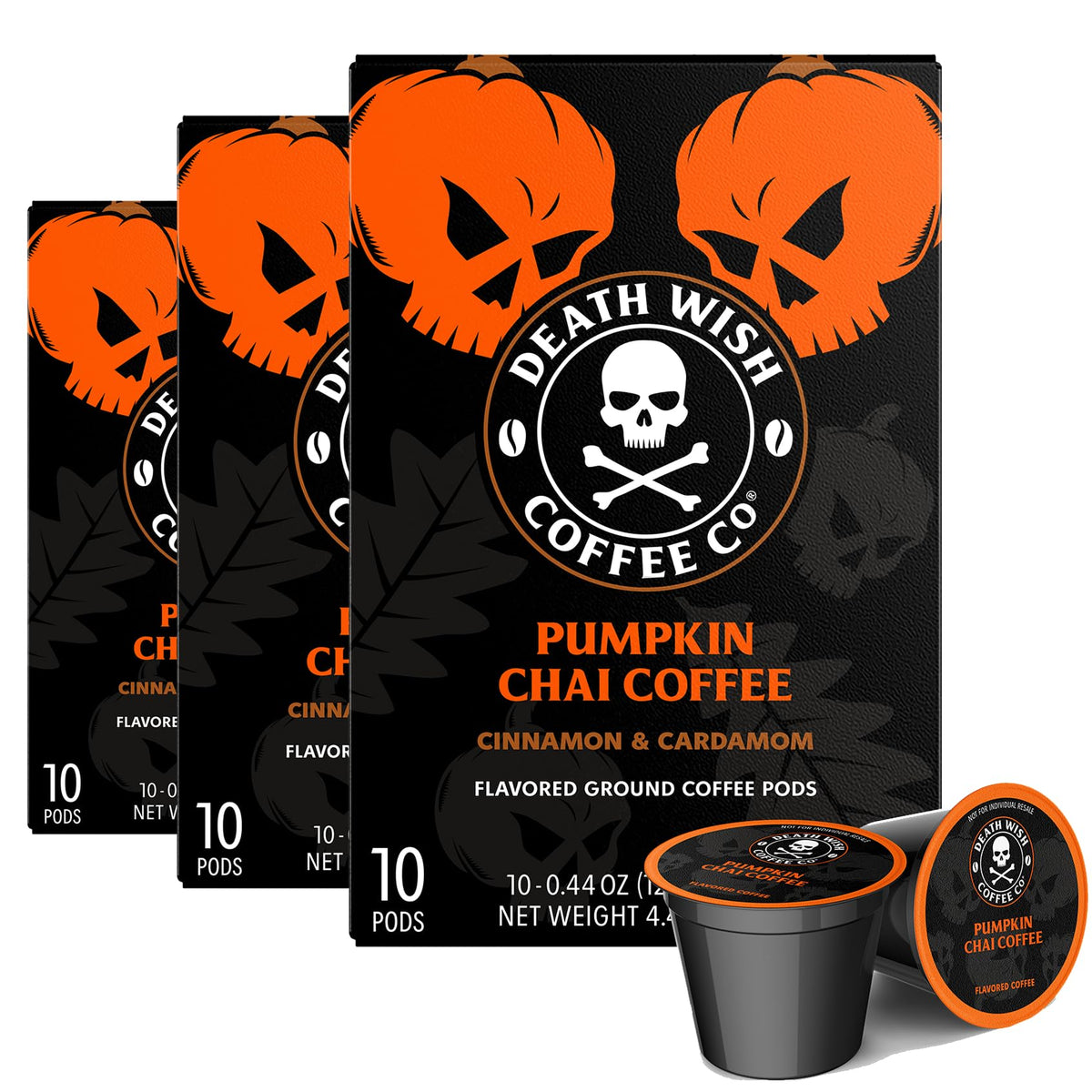Death Wish Coffee Pumpkin Chai Pods – 30 Count, Keurig Compatible, Fair Trade, Bold Fall Flavor