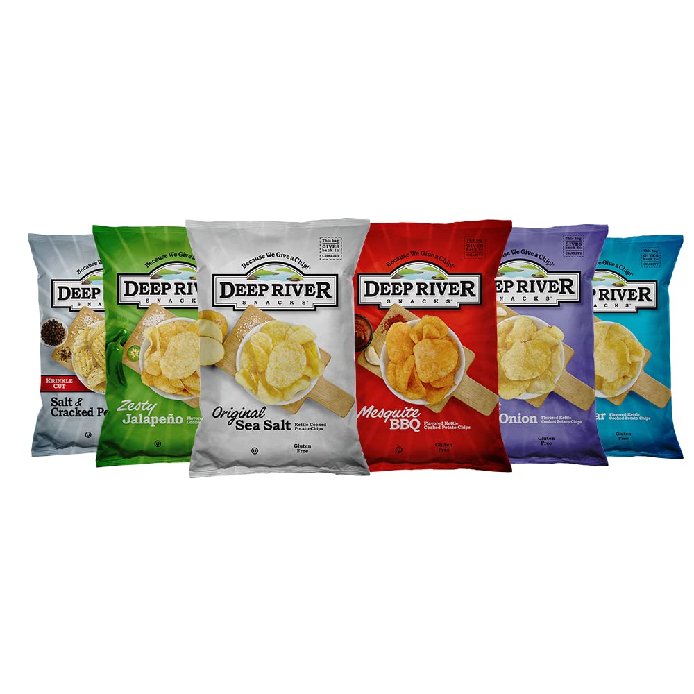 Deep River Snacks Variety Pack — 6 Flavors, 24 x 2oz Kettle Chips (Kosher & Gluten-Free)