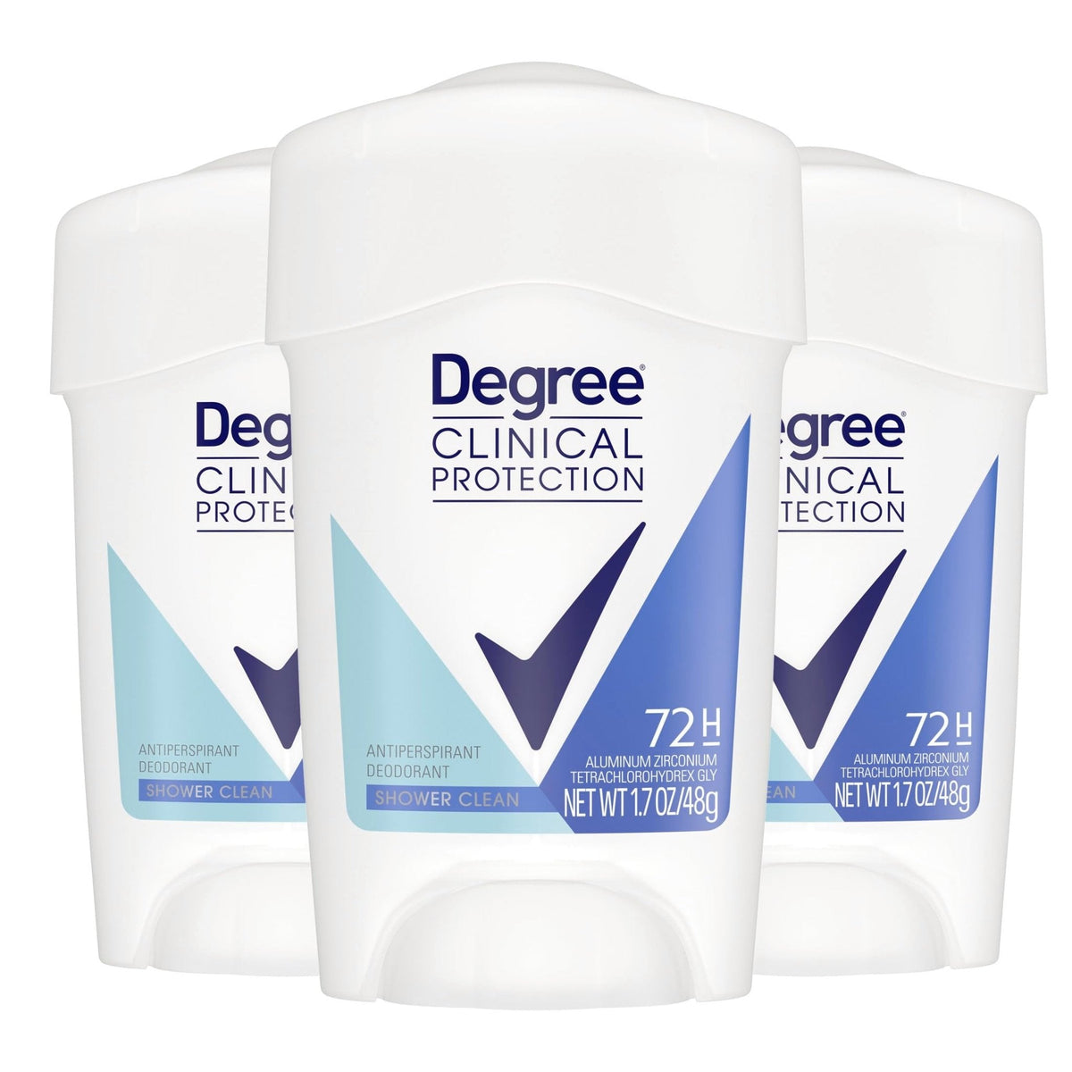 Degree Clinical Antiperspirant Shower Clean Soft Solid 3 Count 1.6 oz