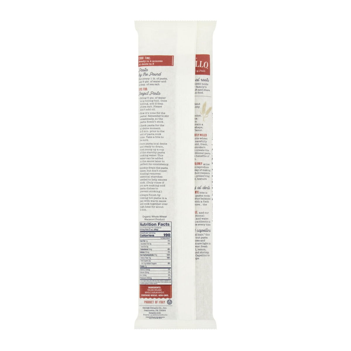 DeLallo Whole Wheat Capellini Pasta — 8 x 1 lb, 100% Durum Wheat, Made in Italy