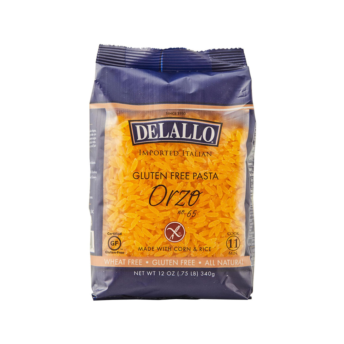 DeLallo Gluten Free Orzo Pasta – 12 oz Bag, 6-Pack | Corn & Rice Flour, Non-GMO, Kosher