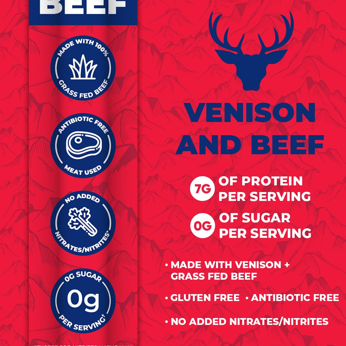 Deli Direct Apex Wild Game Venison Jerky – Gluten Free, Keto, Paleo, 12 x 1oz Sticks