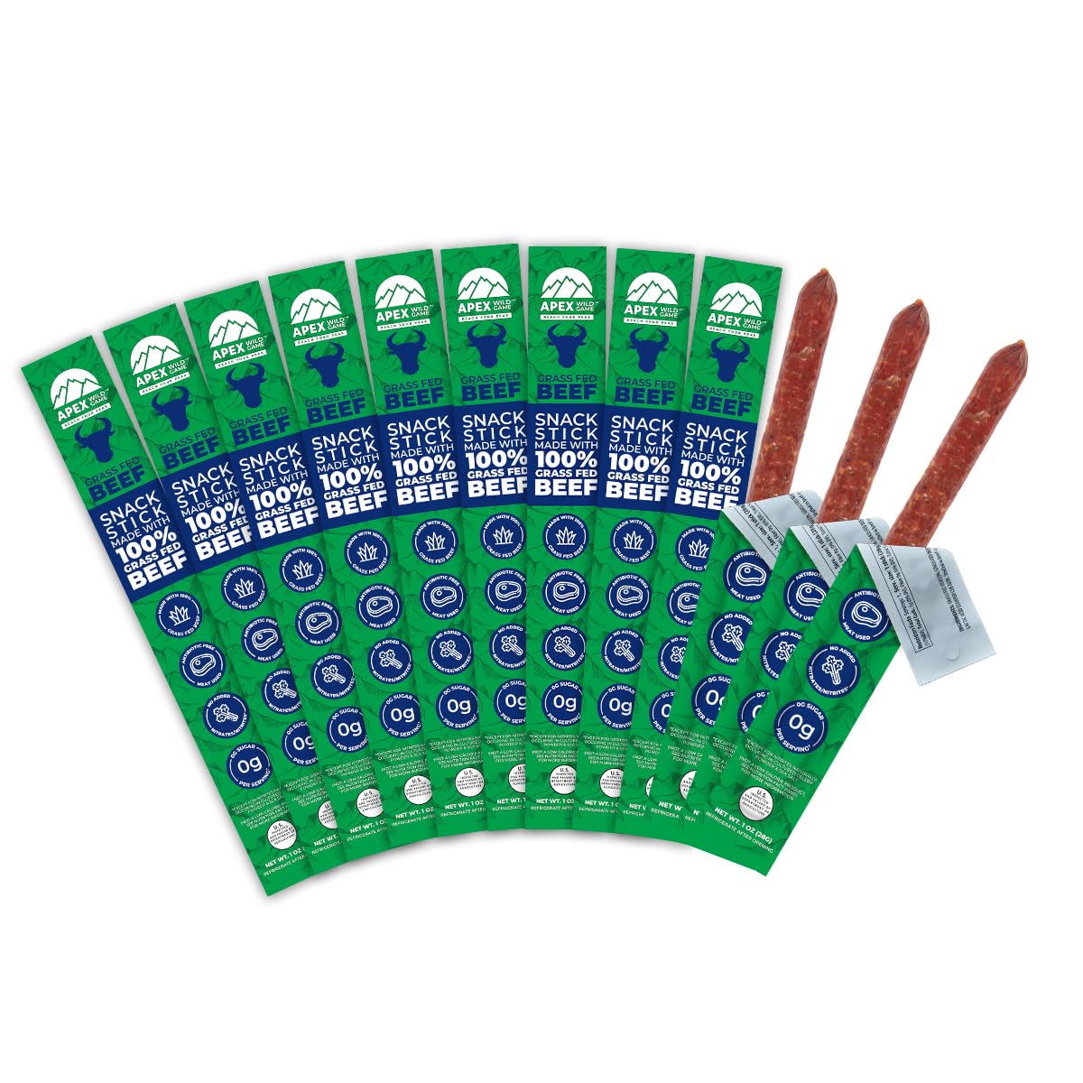 Deli Direct Apex Grass-Fed Beef Jerky Sticks – Gluten Free, Keto, Paleo | 1oz x12