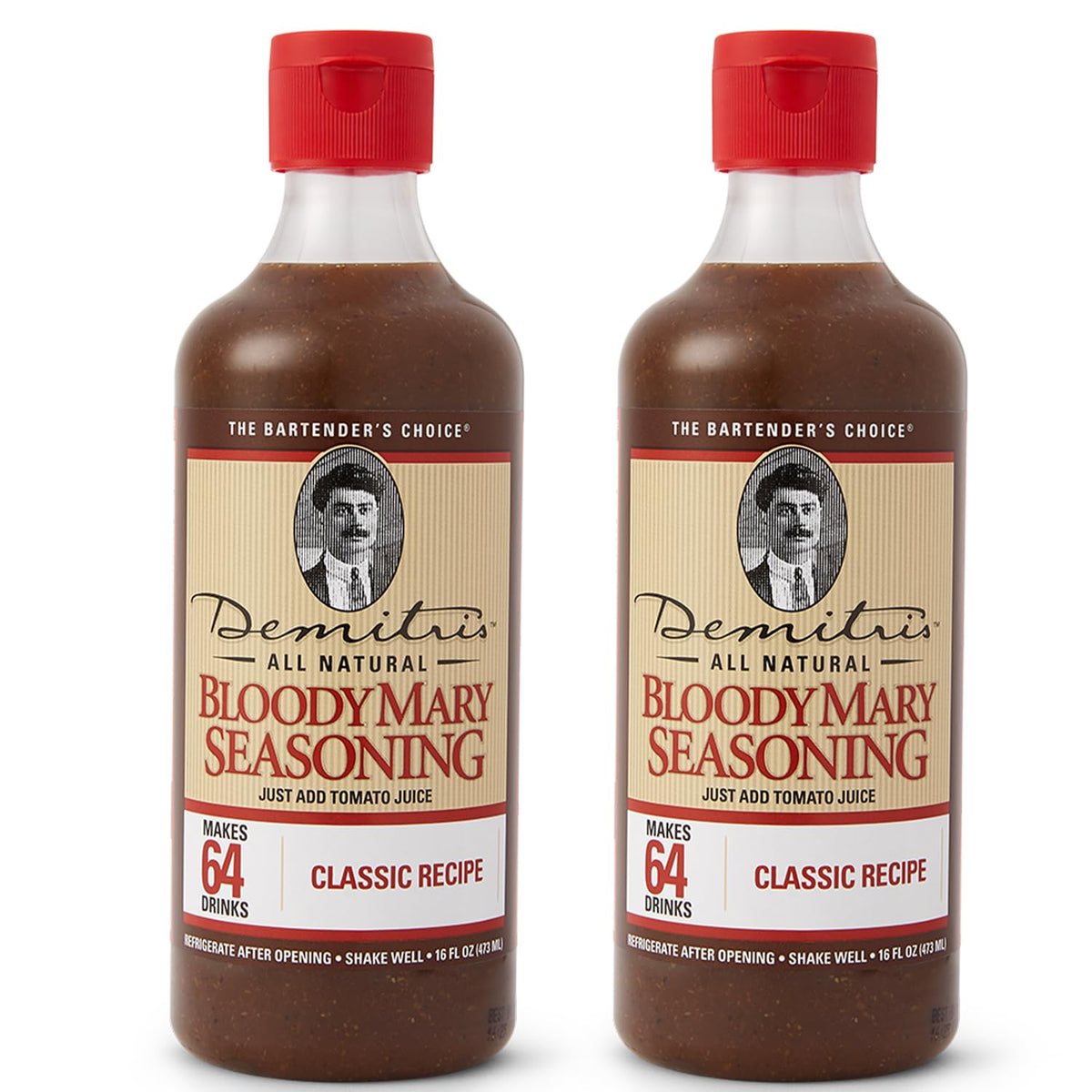 Demitri's Bloody Mary Seasoning Classic Recipe - 16oz Bottle (Pack of 2) | Bold Cocktail Flavor
