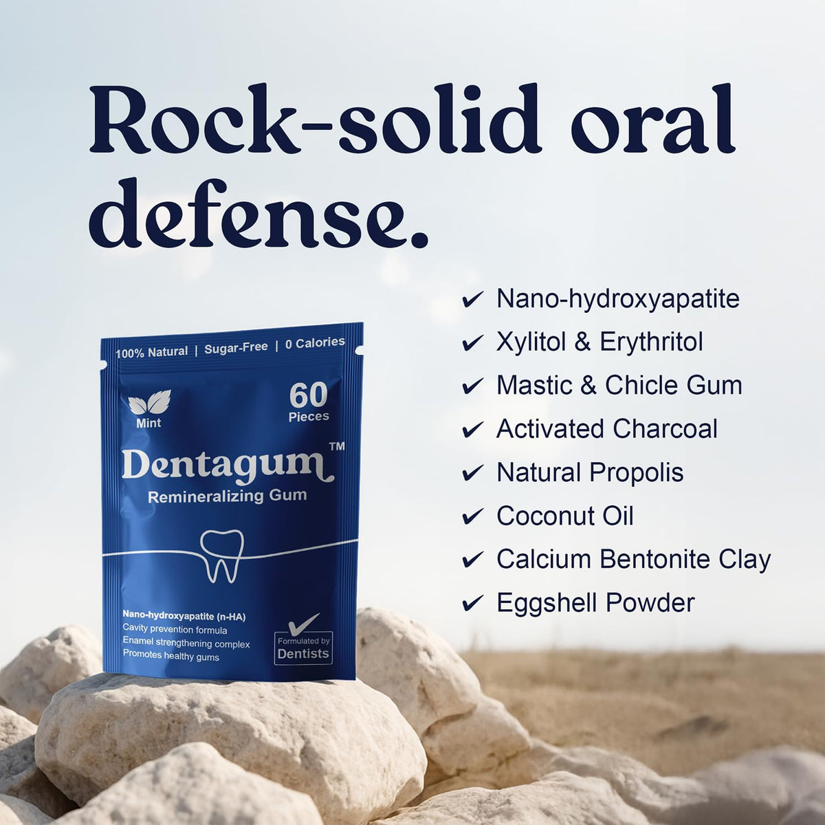 Dentagum Remineralizing Gum with Nano-Hydroxyapatite & Xylitol – SugarFree, 60 Pieces