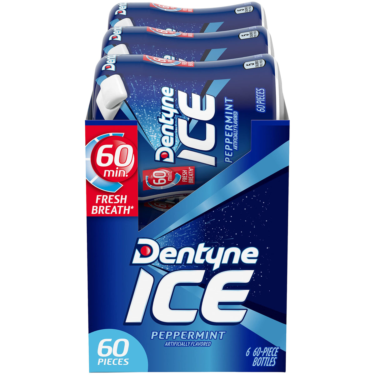 Dentyne Ice Peppermint Sugar-Free Gum — 6 Bottles of 60 Pieces (360 Total Pieces)