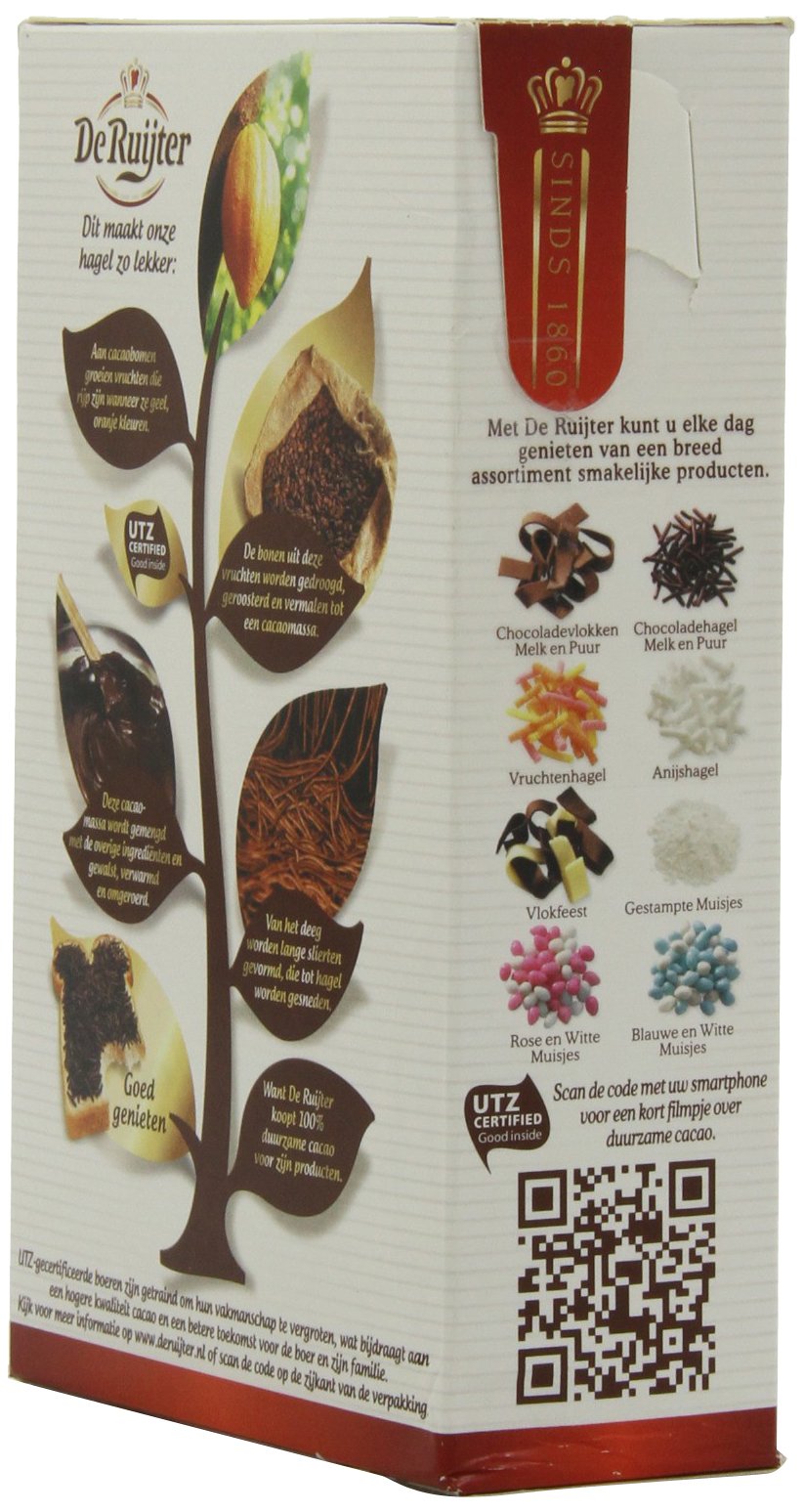 De Ruijter Deruyter Chocoadehagel Puur – Dark Chocolate Sprinkles, 14oz Boxes (Pack of 3)