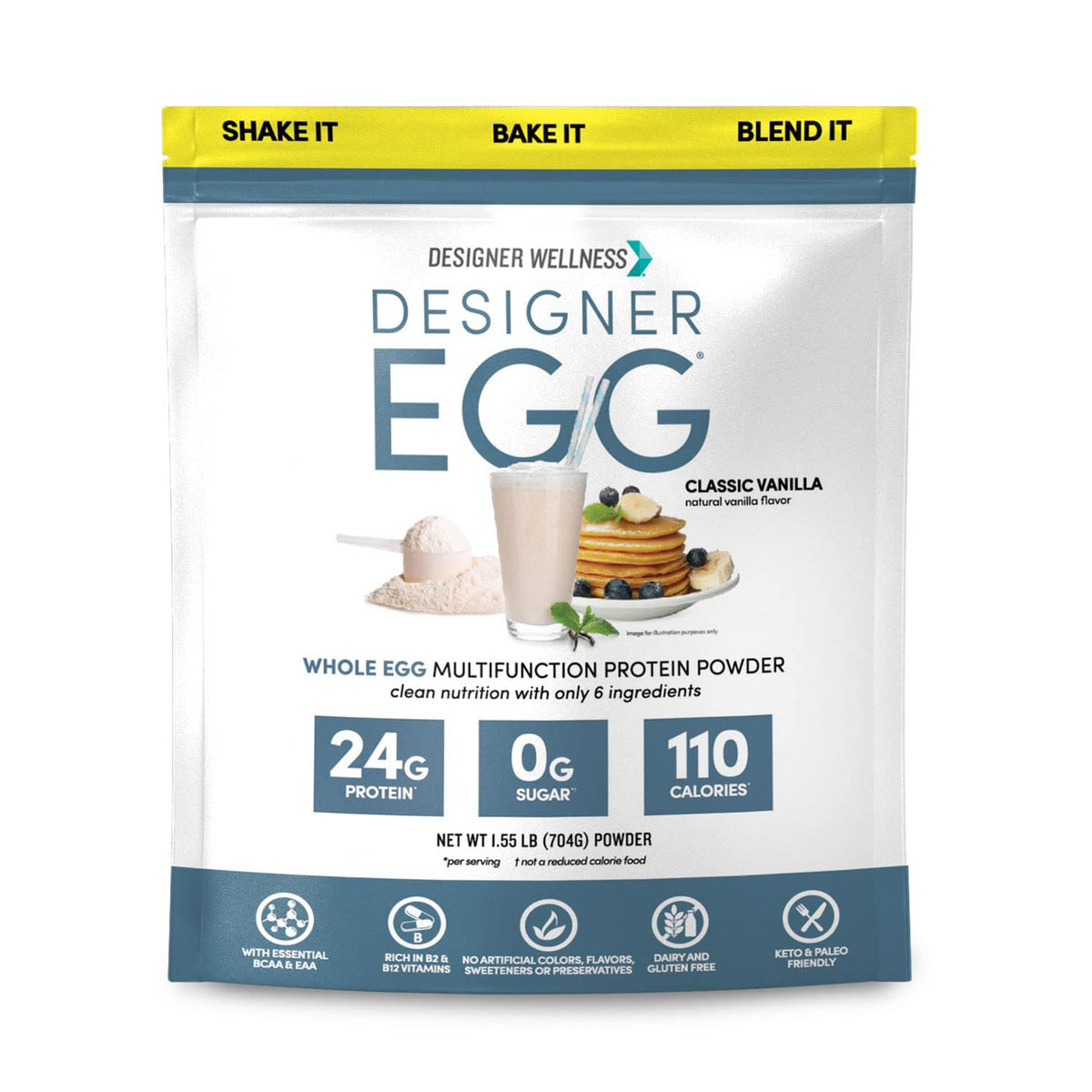 Designer Wellness Designer Egg Vanilla Protein Powder – 24 g Protein, Keto & Paleo Friendly, 1.55 lb