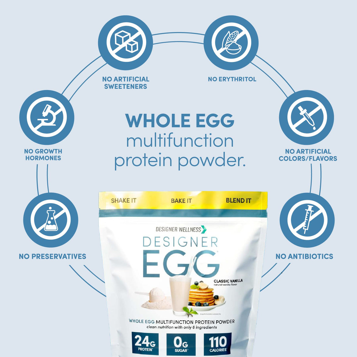 Designer Wellness Designer Egg Vanilla Protein Powder – 24 g Protein, Keto & Paleo Friendly, 1.55 lb