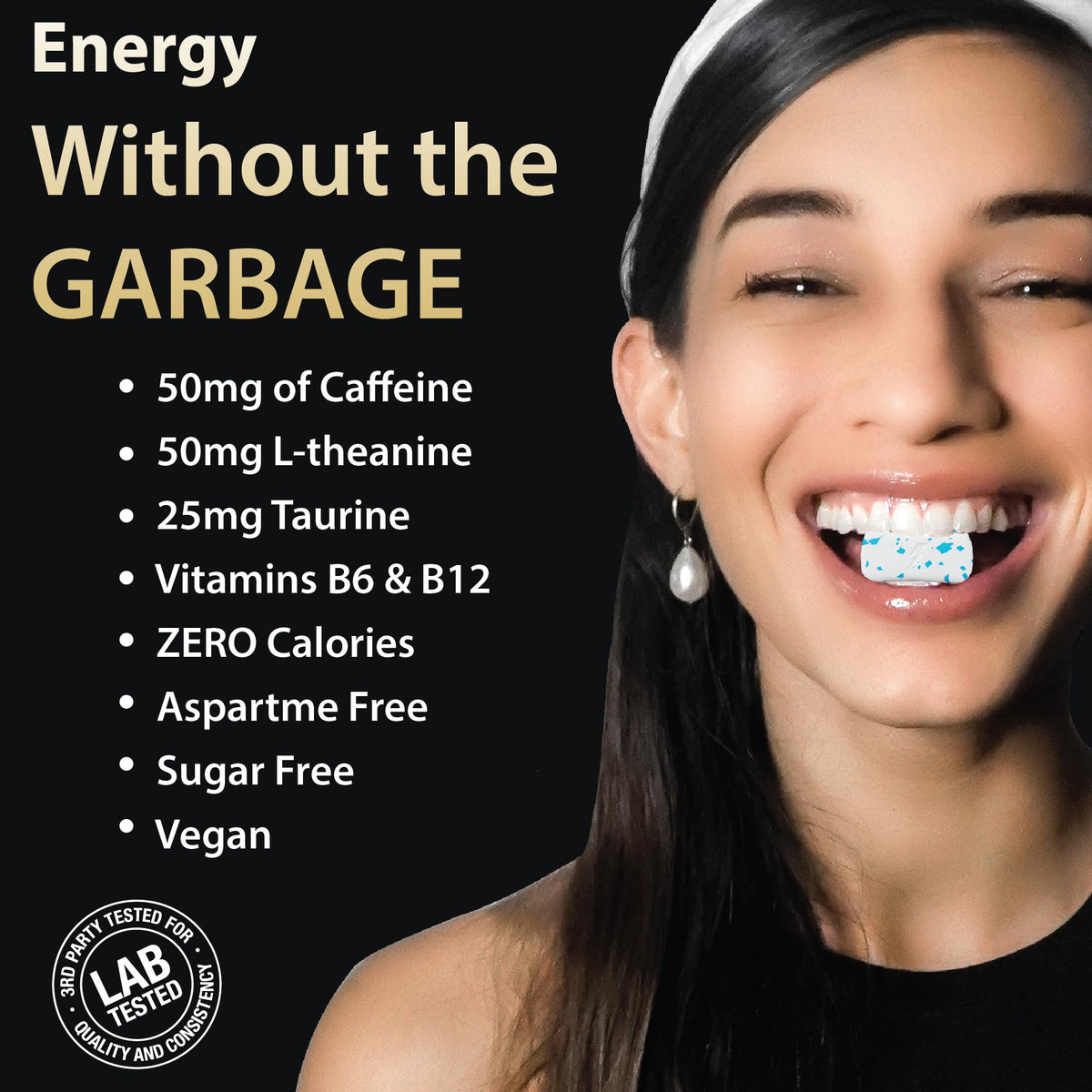 Dialed Energy Gum (112pc) — 50mg Natural Caffeine | L-Theanine + Taurine | Sugar Free, 0 Calories | Xylitol | Cool Mint
