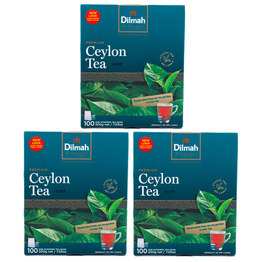 Dilmah Premium 100% Pure Ceylon Tea – 100-Count Bags (Pack of 3)