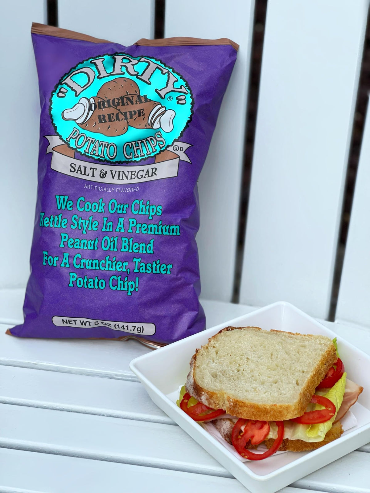 Dirty Potato Chips Salt and Vinegar – 25 Pack, 2 oz Bags | Kettle Cooked Snack