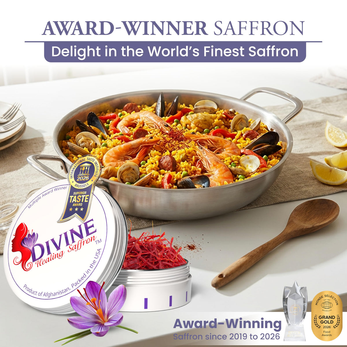 Divine Healing Saffron Threads 3g – Afghan Saffron, Award-Winning & Lab-Tasted