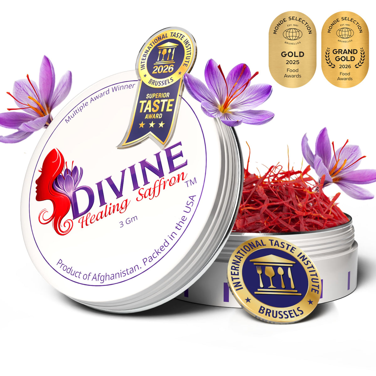 Divine Healing Saffron Threads 3g – Afghan Saffron, Award-Winning & Lab-Tasted