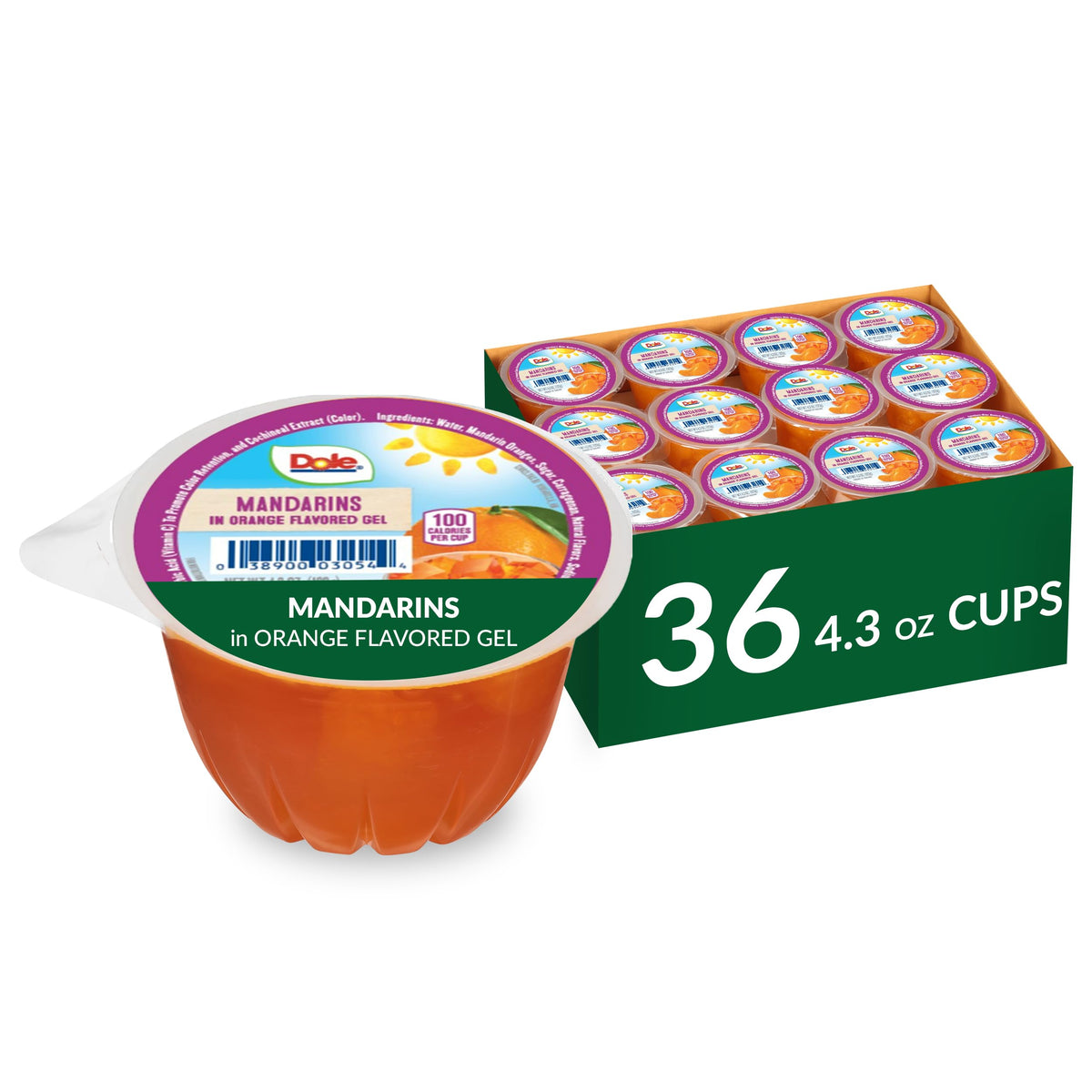 DOLE Mandarins in Orange Gel – 4.3oz Cups, 36 Count | Gluten & Dairy Free